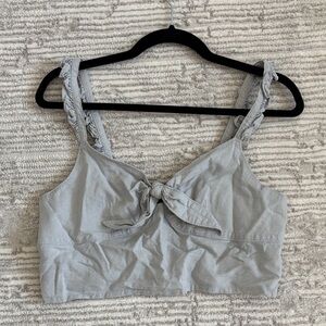 Light Gray Tie-Front Crop Top